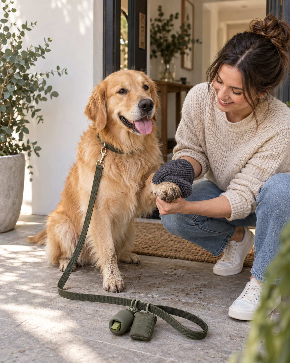 A dog and owner enjoying the outdoors together